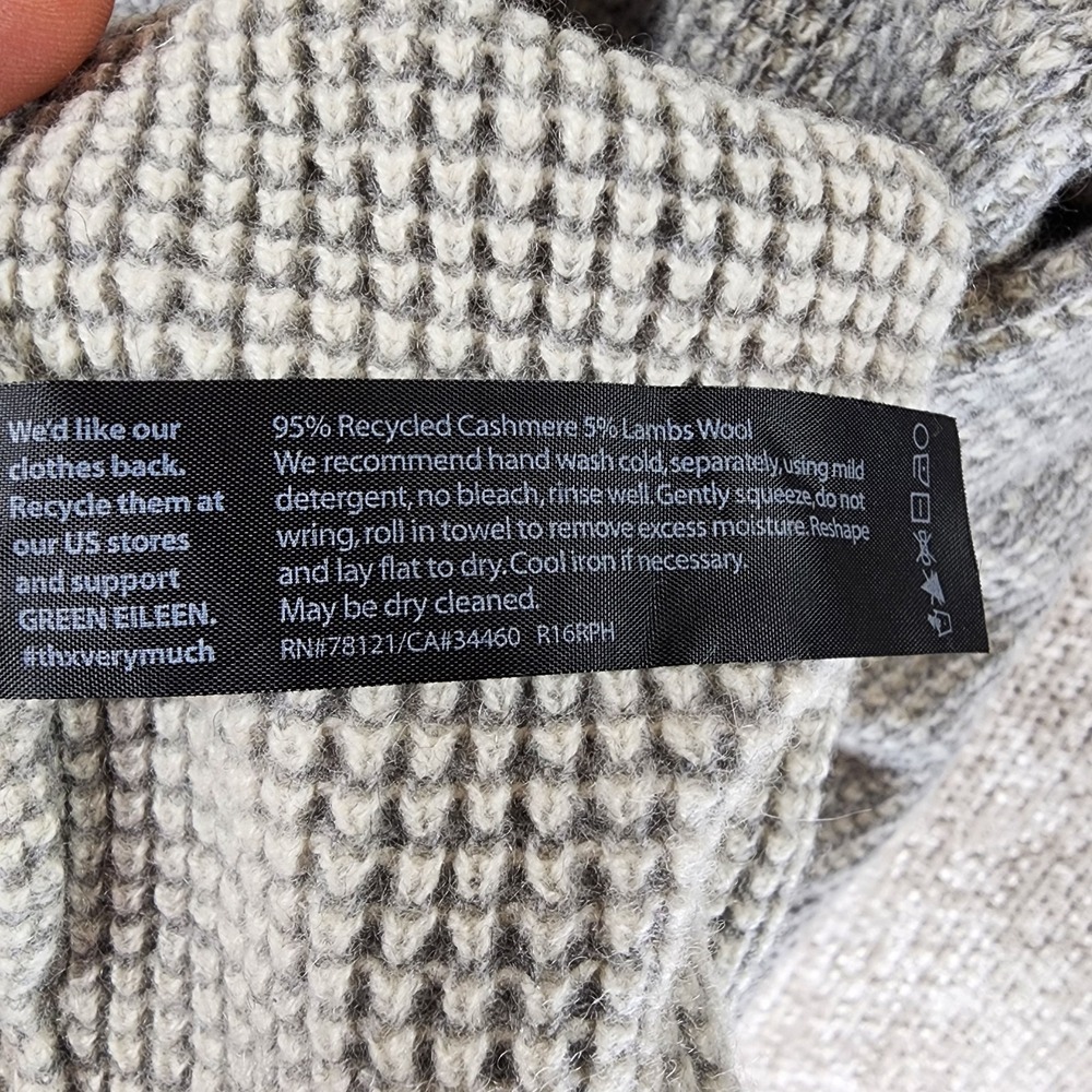 Eileen Fisher VNeck Cashmere Lambswool Sweater Womens Large Gray Oversized *hole - Picture 11 of 11